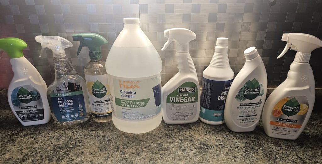 Angst Cleaning green cleaning product kit including Seventh Generation, ECOS Pro, Harris Cleaning Vinegar, and botanical disinfectant — Lehigh Valley PA