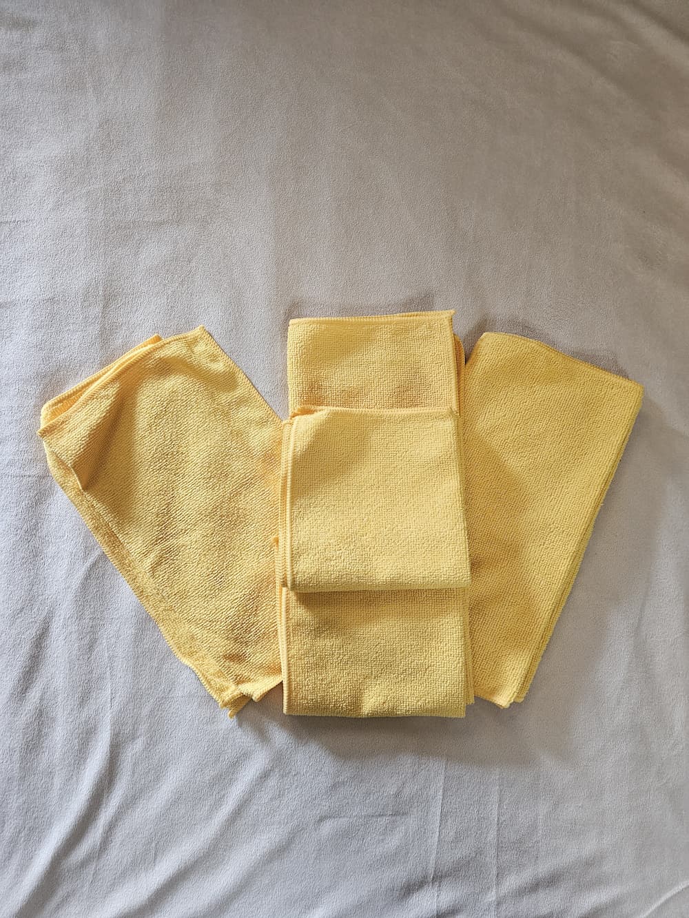 Yellow microfiber cloths for restroom cleaning, Angst Cleaning